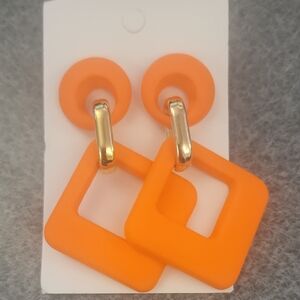Orange and Gold Geometric Earrings
